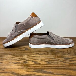 ALLEN EDMONDS "ALPHA" Woven Slip-On Sneaker Shoes 9 D Taupe-Beige Suede EUC